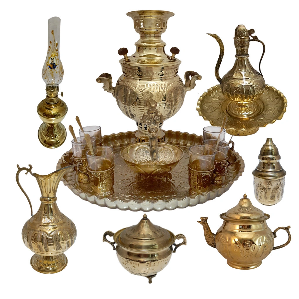 ست سماور برنجی مدل زغالی