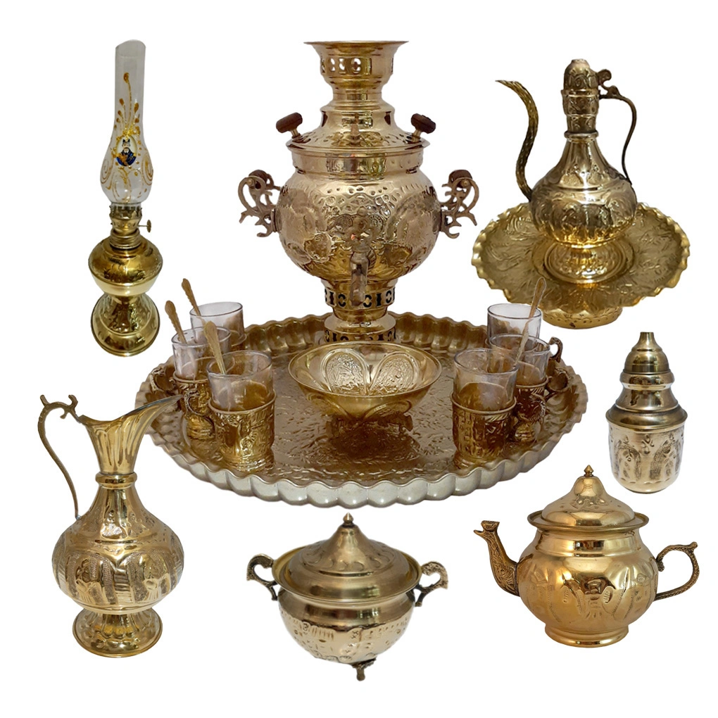 ست سماور برنجی مدل زغالی