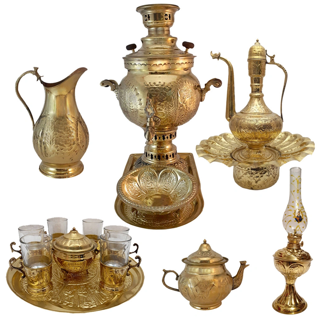 ست سماور برنجی مدل زغالی