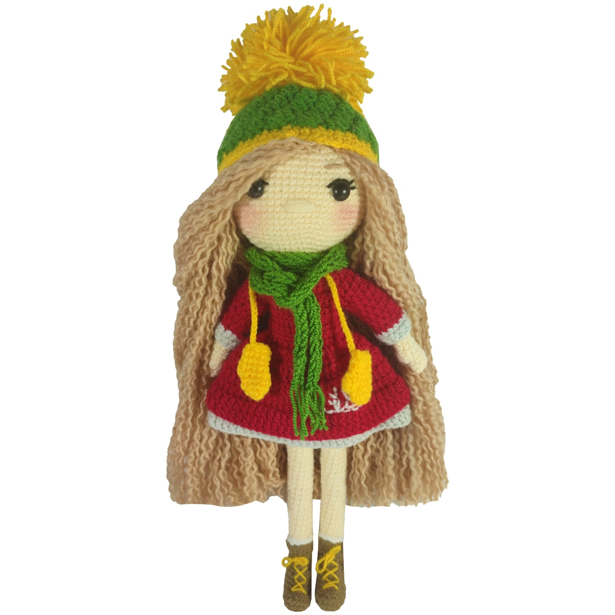 عروسک بافتنی دختر سرما مو فرفری