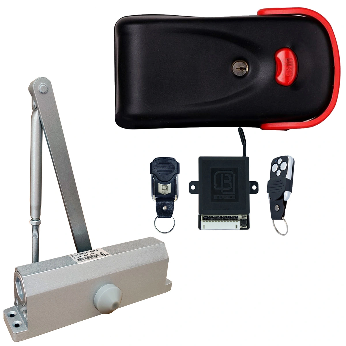 پکیج قفل برقی یوتاب + ریموت و رسیور و آرام بند بتا (5 کلید)
