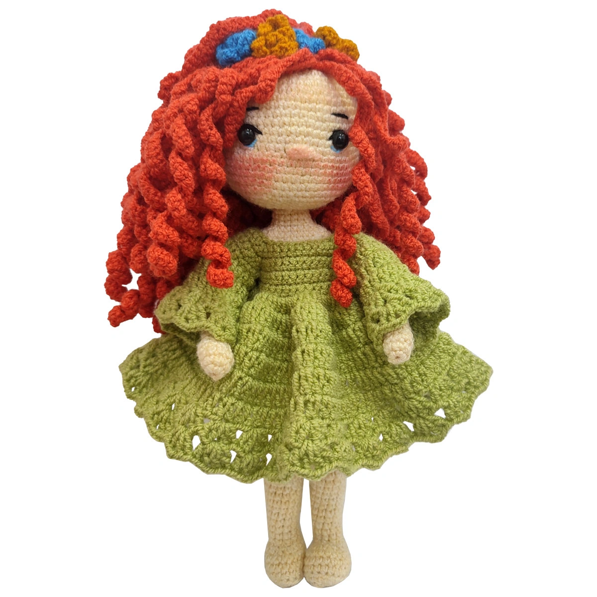 عروسک بافتنی دختر مو قرمزی