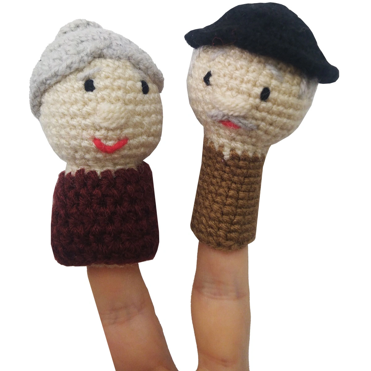 مجموعه عروسک بافتنی پدر پزرگ و مادربزرگ انگشتی