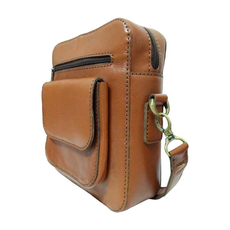کیف دوشی چرم طبیعی گاوی دست دوز مدل kdg-17