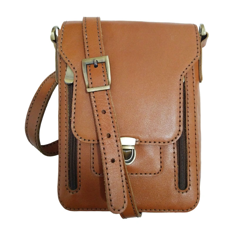 کیف دوشی چرم طبیعی گاوی دست دوز مدل kdg-14  