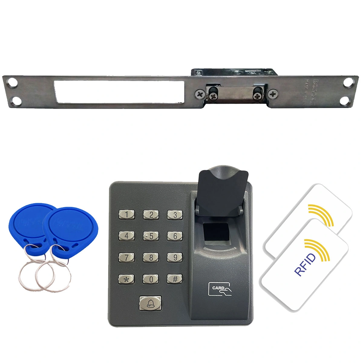 قفل مقابل برقی درب ضدسرقت و معمولی مدل اثرانگشتی و تگ و کارتی بتا کد02