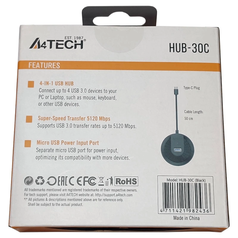هاب 4 پورت Type-c ای فورتک مدل HUB-30C