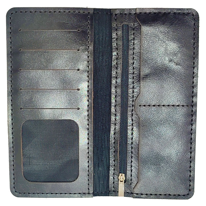 کیف پول و جا موبایلی چرم طبیعی گاوی دست دوز مدل kpg-09