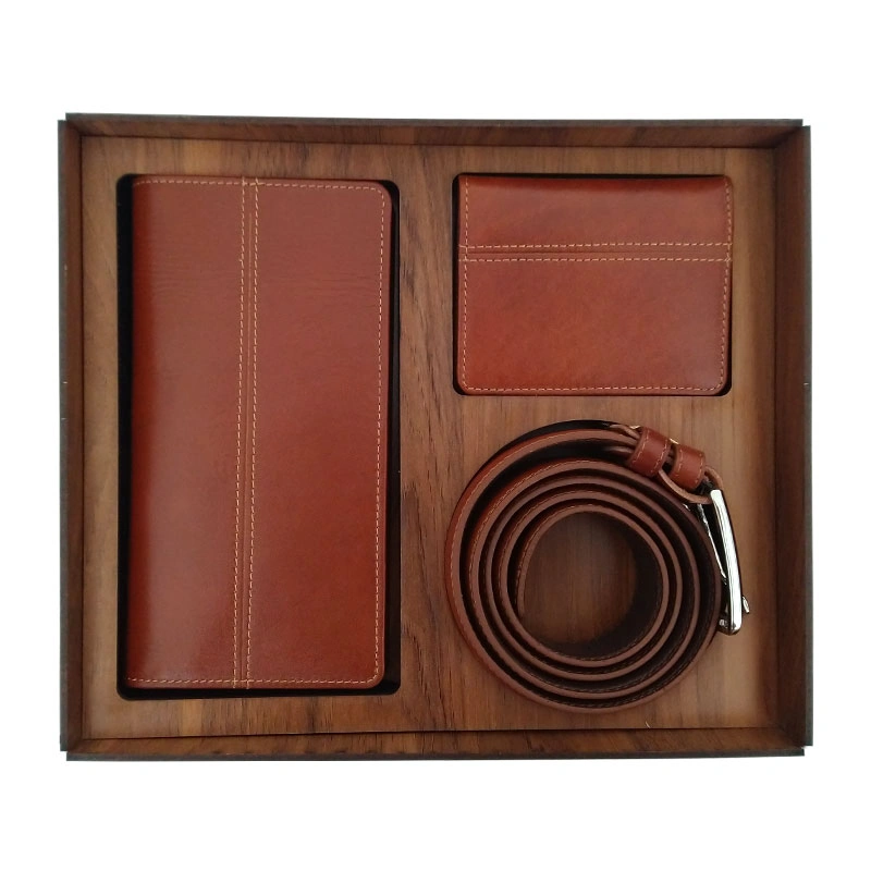 ست چرم طبیعی مردانه شامل کیف، کمربند، جاکارتی و موبایل SK-05 