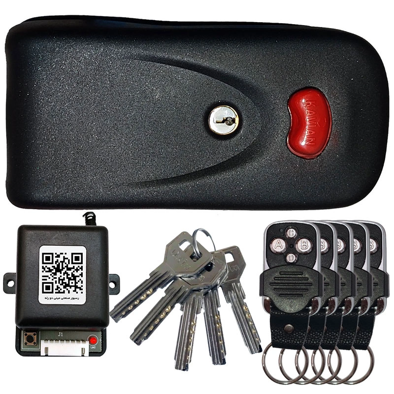 قفل برقی کله گاوی مدل 5 ریموت و رسیور صنعتی و 5 کلید