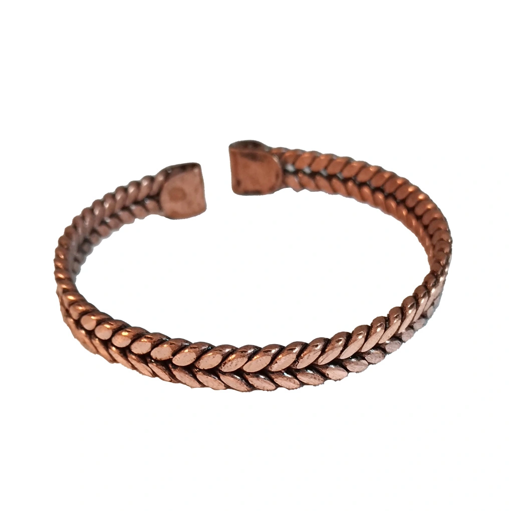 دستبند مسی طرح بافت گندمی