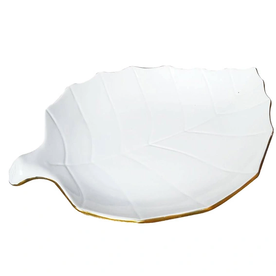 دیس لیمون چینی طرح برگ خط طلا