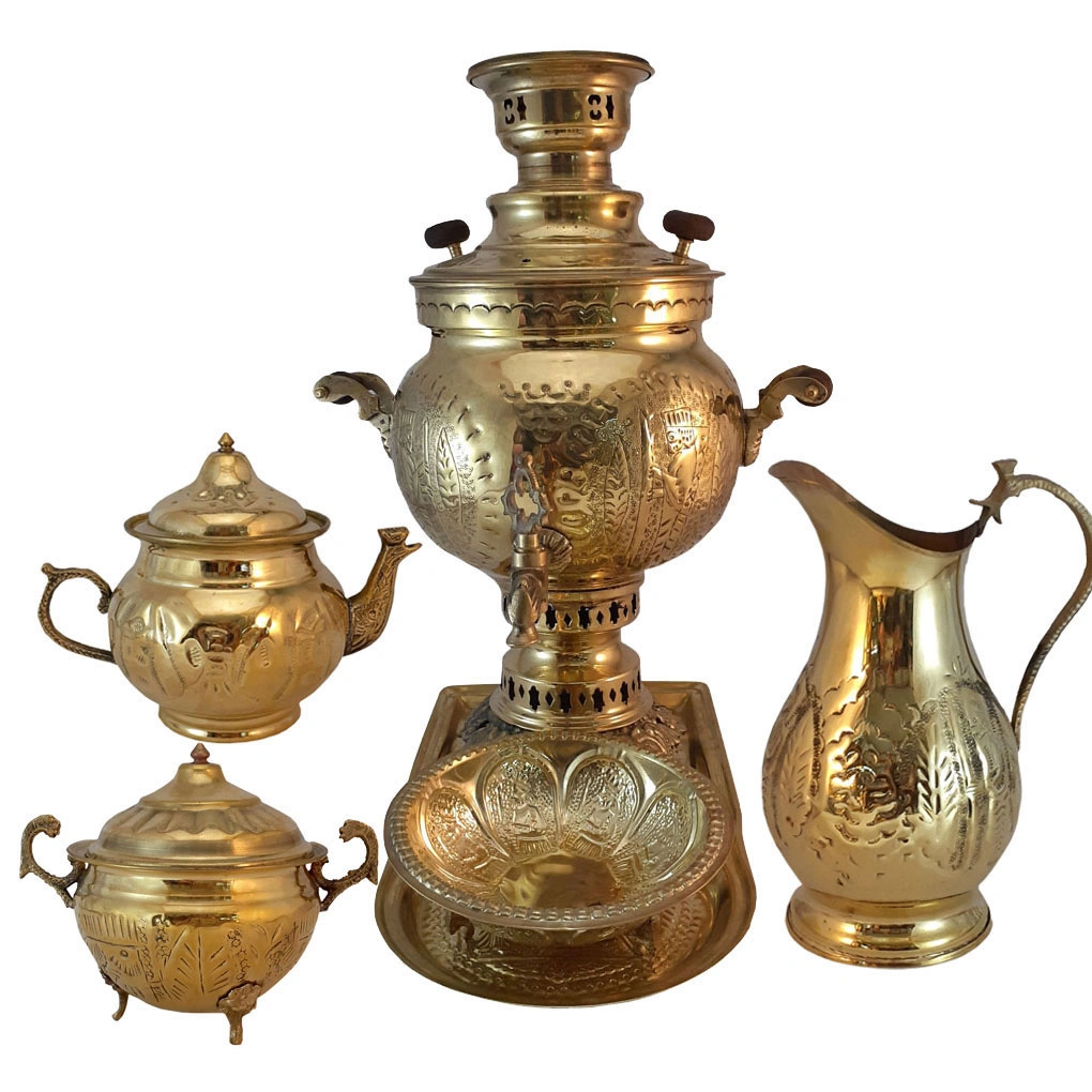 ست سماور برنجی مدل زغالی