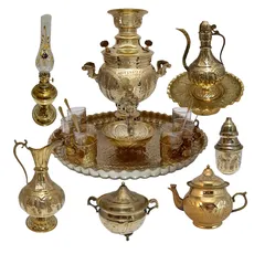 سرویس سماور ذغالی 3 لیتر برنجی