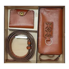 ست چرم طبیعی مردانه SK-07 کیف پول و موبایل، کمربند، جاکارتی و جاکلیدی چرم گاوی