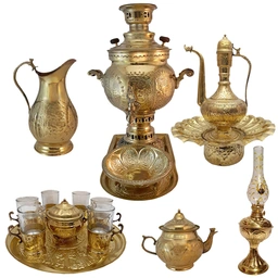 ست سماور برنجی مدل زغالی