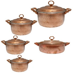 سرویس قابلمه و ماهیتابه مسی 10 پارچه