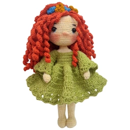عروسک بافتنی دختر مو قرمزی