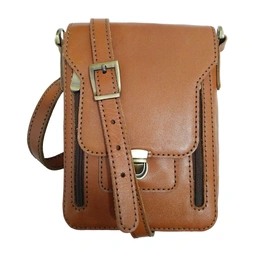 کیف دوشی چرم طبیعی گاوی دست دوز مدل kdg-14  