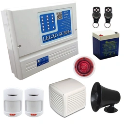پکیج دزدگیر اماکن لگزو سیم کارتی به همراه 2 عدد چشمی، باطری، آژیر، بلندگو و کاور بلندگو