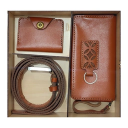 ست چرم طبیعی مردانه SK-07 کیف پول و موبایل، کمربند، جاکارتی و جاکلیدی چرم گاوی