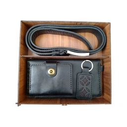ست چرم طبیعی مردانه SK-08 کیف پول و موبایل، کمربند، جاکارتی و جاکلیدی چرم گاوی
