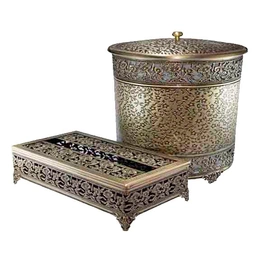 ست سطل و جا دستمال کاغذی زمرد مدل گرد